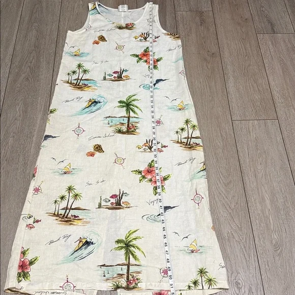 Hot Cotton Dress linen tropical midi womens Cream novelty summer beach - Picture 2 of 6